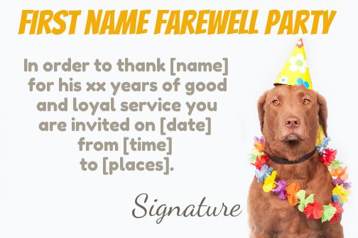Funny Card Invitation Retirement Dog free template
