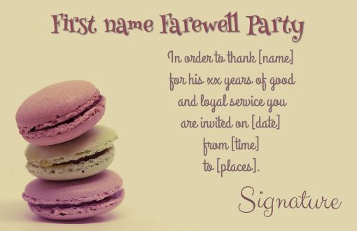 Card Invitation Retirement Cake Mauve free template