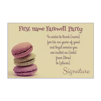 card invitation retirement cake mauve yellow 