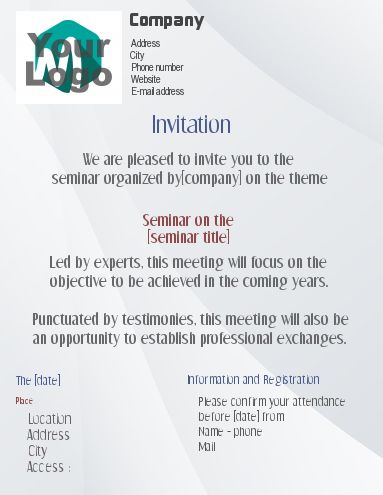 Card Invitation Meeting Seminar Grey with photo template