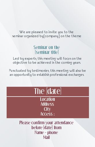 Card Invitation Meeting Seminar Grey Template Card 29