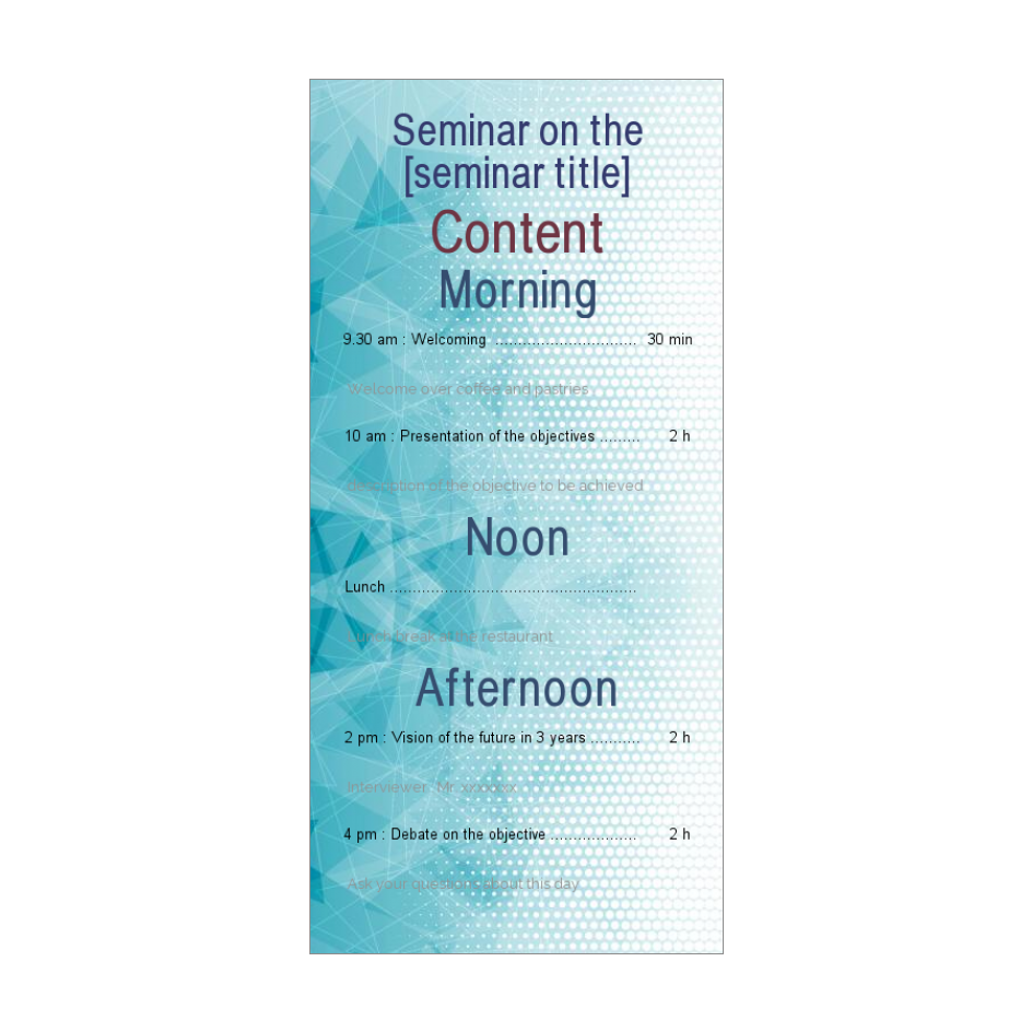 Card Invitation Meeting Program Seminar Blue free template (card 22) Within Seminar Invitation Card Template