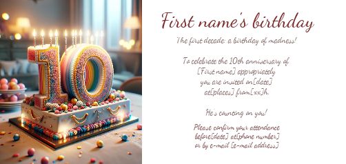 Birthday Invitation Rainbow 10 Years virtual free
