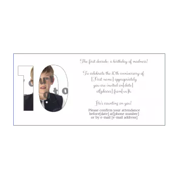 birthday invitation 10 years white 