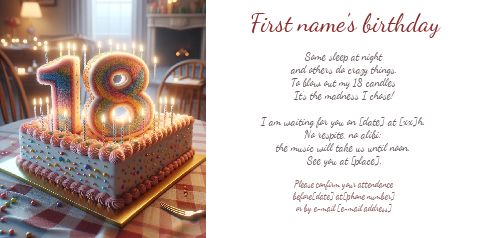 Birthday Invitation Rainbow 18 Years free template