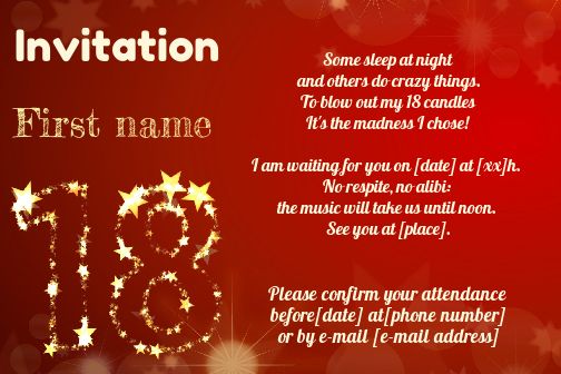 Birthday Invitation 18 Years Old virtual free