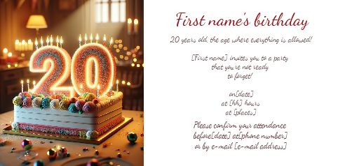 Birthday Invitation Rainbow 20 Years free template