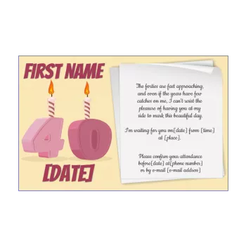 birthday invitation 40 years candle drawing 