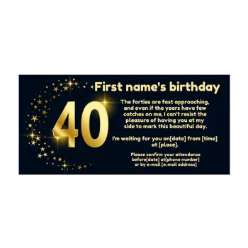 birthday invitation 40 years golden star 