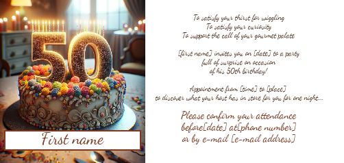 Birthday Invitation 50 Years Table free template