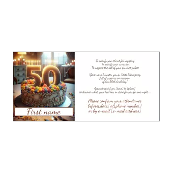 birthday invitation 50 years table brown cake jewelry 