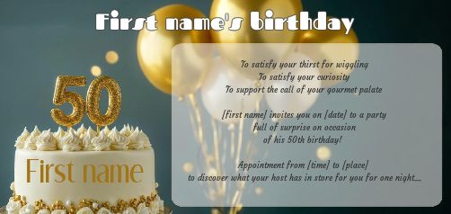 Birthday Invitation 50 Years Golden virtual free