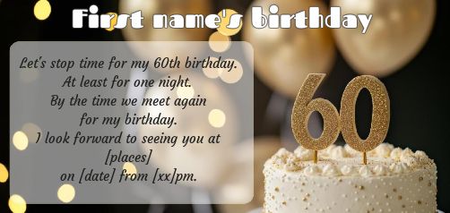 Birthday Invitation 60 Years Golden virtual free