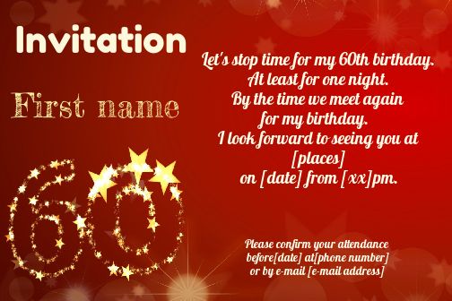 Birthday Invitation 60 Years Golden virtual free
