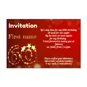 birthday invitation 60 years golden red star 
