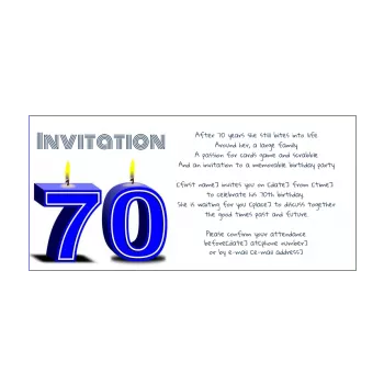 birthday invitation 70 years blue candle 