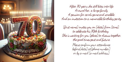 Birthday Invitation 70 Years Table virtual free