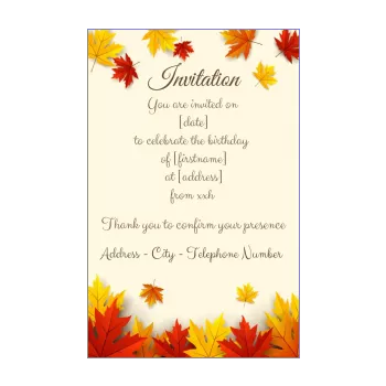 birthday card invitation autumn leaf yellow 