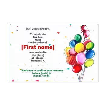 birthday card invitation balloon drawing kid 