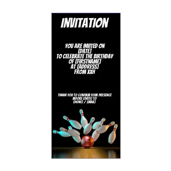 birthday card invitation bowling ball black 