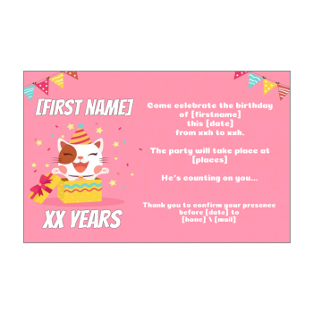 Birthday invitation for Girl free printable template or send online