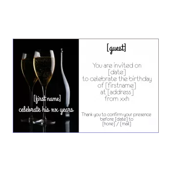 birthday card invitation bottle champagne black alcohol 