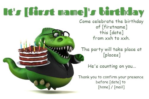 Birthday Card Invitation Dinosaur Cake free template