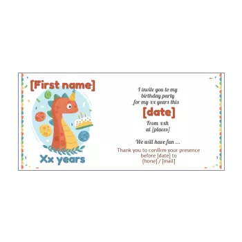birthday card invitation dinosaur baby cake candle kid 