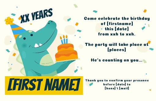 Birthday Card Invitation Dinosaur Cake free template