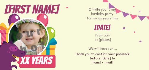 Birthday Card Invitation Dinosaur Gift with photo template