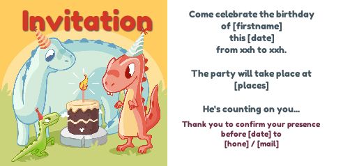 Birthday Card Invitation Dinosaur Cake free template