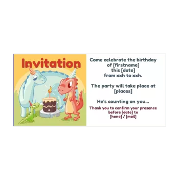 birthday card invitation dinosaur cake candle drawing kid 