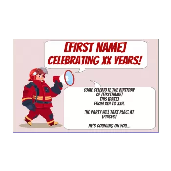birthday card invitation fireman drawing kid 