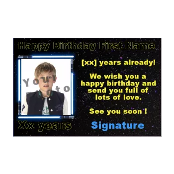 happy birthday card black kid laser sword star 