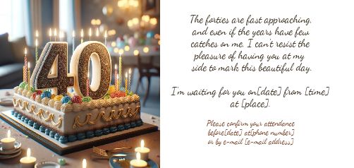Birthday Invitation 40 Years Table free template