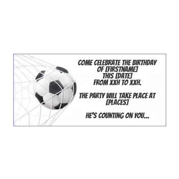 birthday card invitation soccer balloon black kid white 