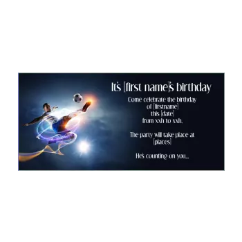 birthday card invitation soccer balloon black kid light 