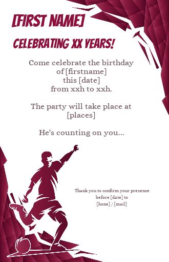 Birthday Card Invitation Soccer Elegant virtual free