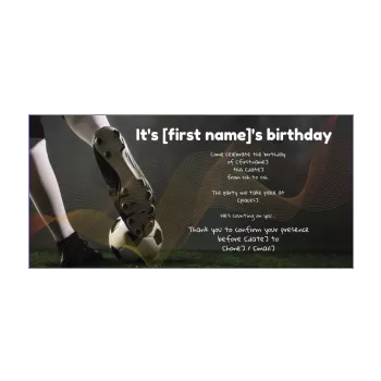 birthday card invitation soccer grey kid shoe sport 