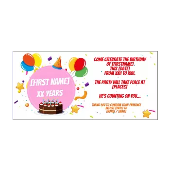 birthday card invitation balloon cake confetti kid 