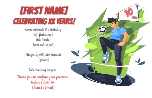 Birthday Card Invitation Soccer Balloon free template