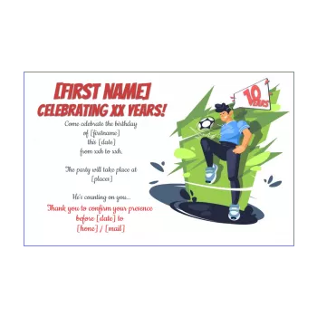 birthday card invitation soccer balloon drawing kid sport 