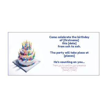 birthday card invitation toy cake candle kid 