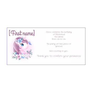 birthday card invitation pastel unicorn kid rose 