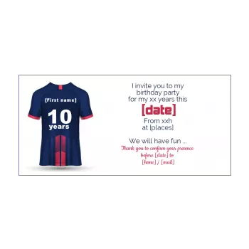 birthday card invitation shirt soccer blue kid red sport 