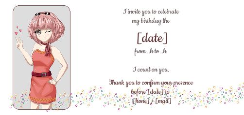 Birthday Card Invitation Manga Heart free template