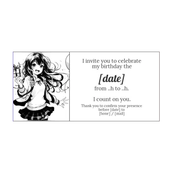 birthday card invitation manga gift black girl white 