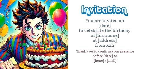 Birthday Card Invitation Manga Balloon free template