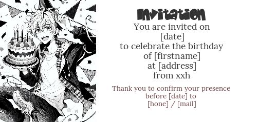 Birthday Card Invitation Manga Black free template