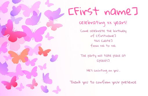 Birthday Card Invitation Kid Mauve virtual free